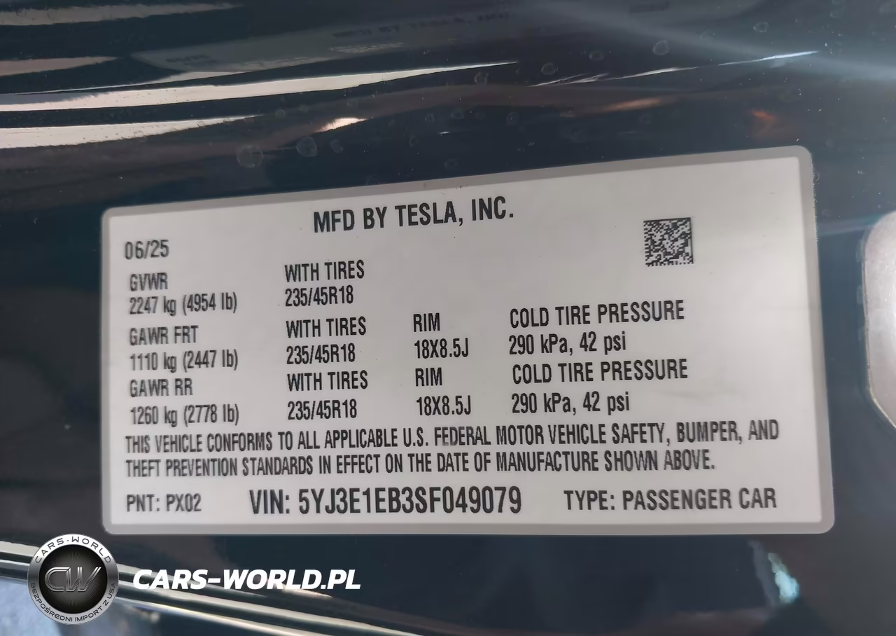 2025 Tesla Model 3 Long Range All-Wheel Drive VIN:5YJ3E1EB3SF049079 - 9