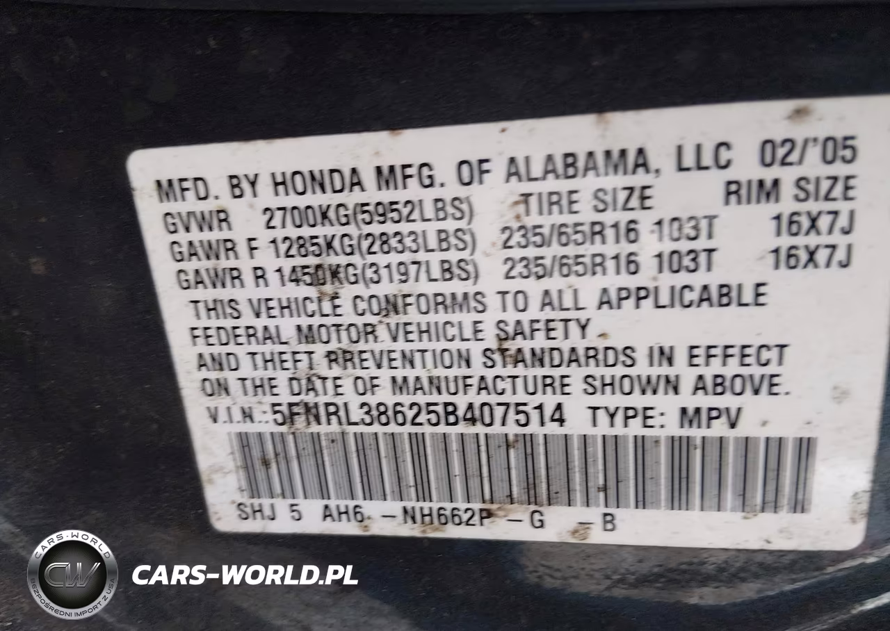 2005 Honda Odyssey Ex-L VIN:5FNRL38625B407514 - 9