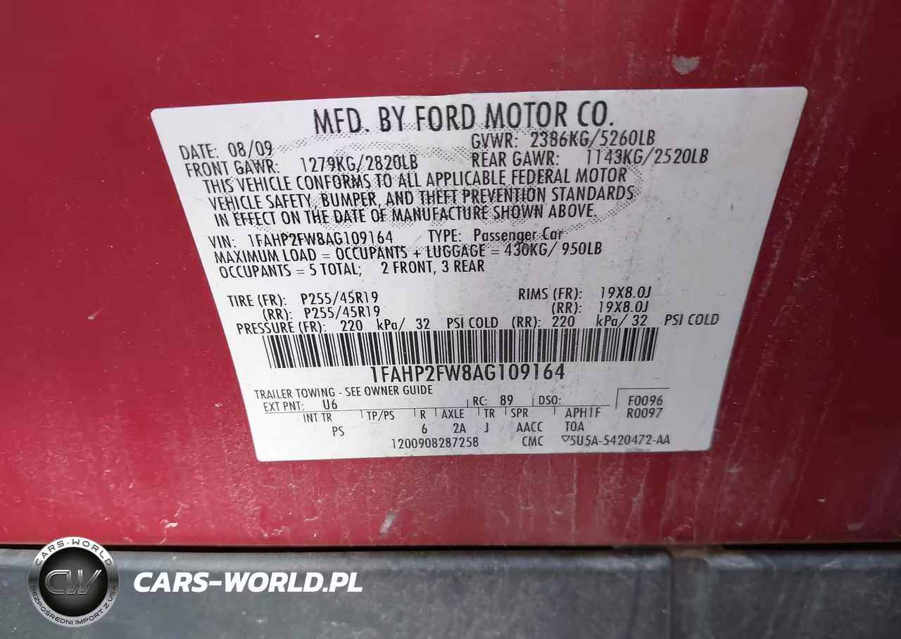 2010 Ford Taurus Limited VIN:1FAHP2FW8AG109164 - 9