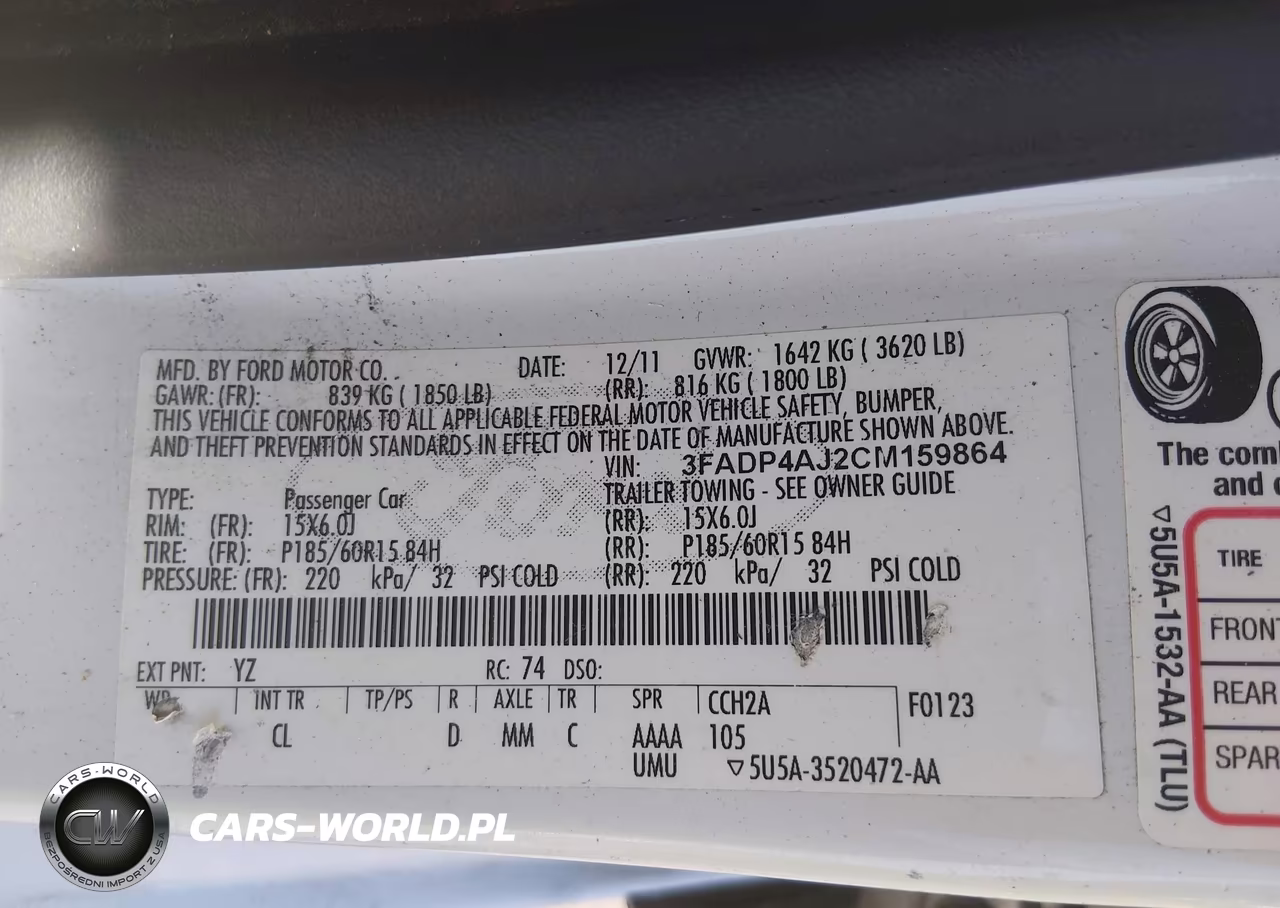 2012 Ford Fiesta S VIN:3FADP4AJ2CM159864 - 9