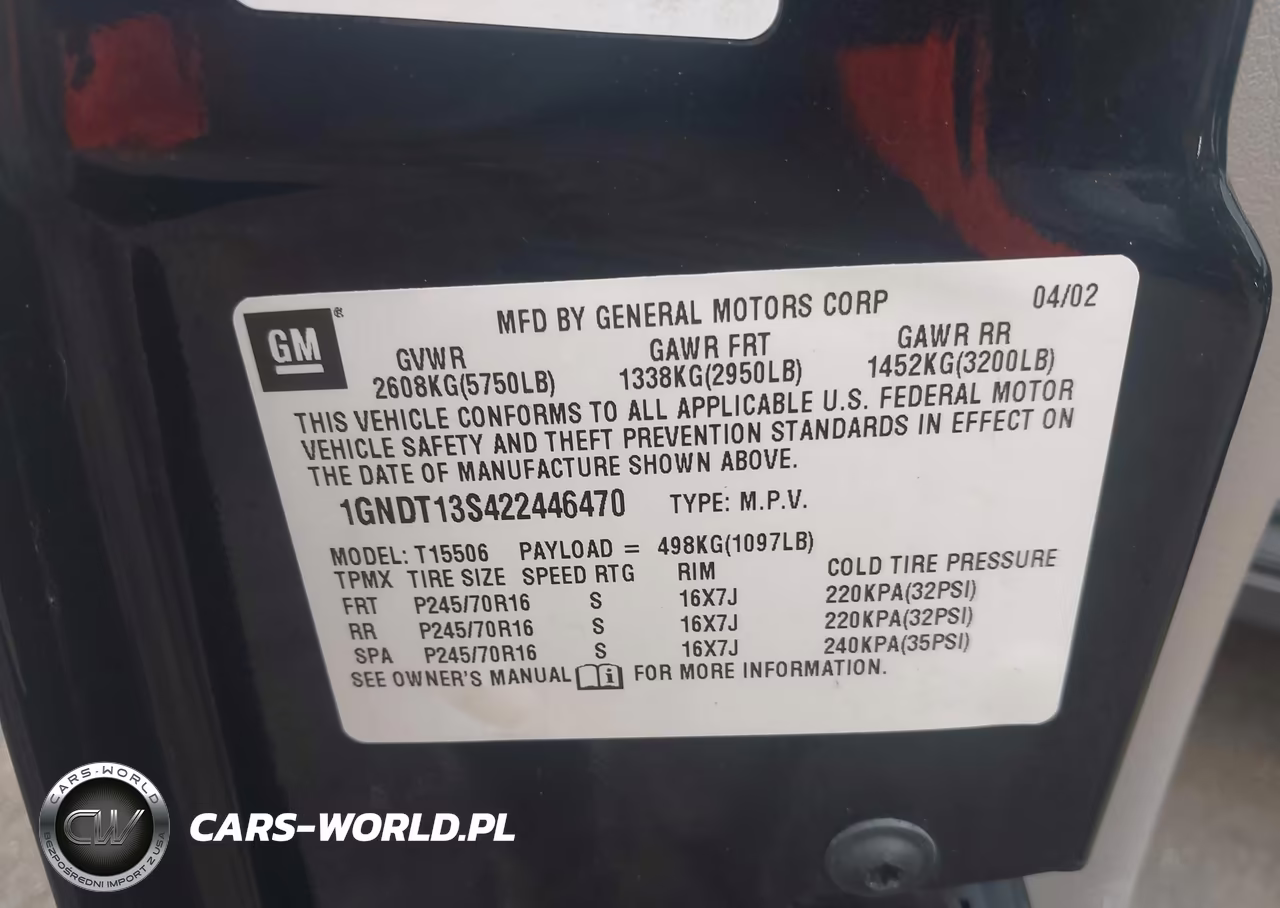 2002 Chevrolet Trailblazer Lt VIN:1GNDT13S422446470 - 9