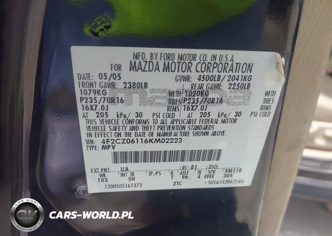 2006 Mazda Tribute S VIN:4F2CZ06116KM02223 - 9
