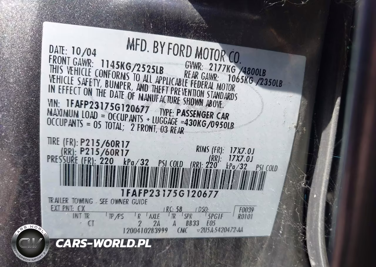 2005 Ford Five Hundred Se VIN:1FAFP23175G120677 - 9