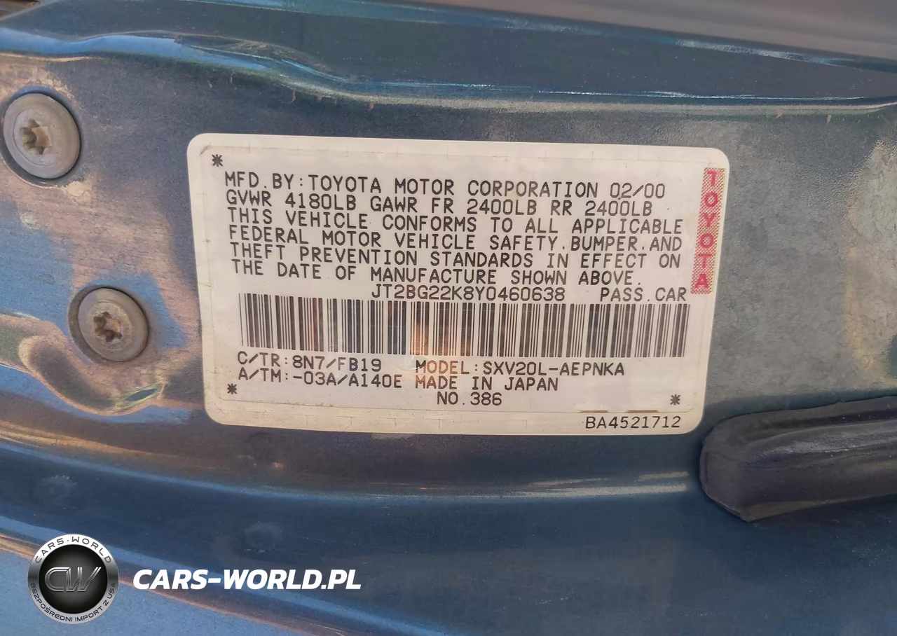 2000 Toyota Camry Le VIN:JT2BG22K8Y0460638 - 9