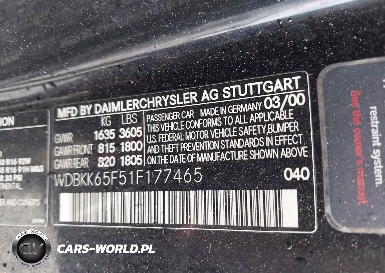 2001 Mercedes-Benz Slk 320 VIN:WDBKK65F51F177465 - 9