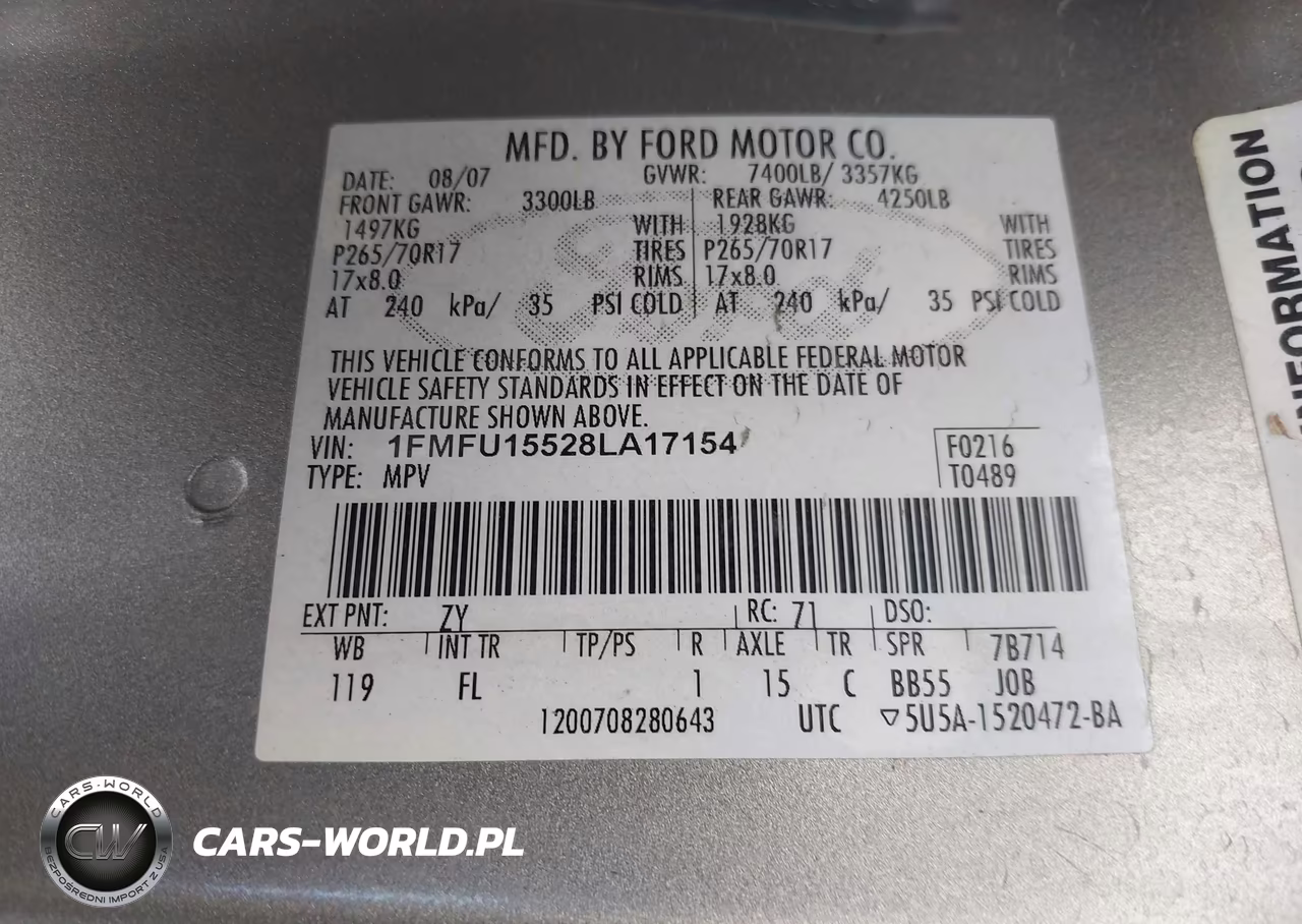 2008 Ford Expedition Xlt VIN:1FMFU15528LA17154 - 9
