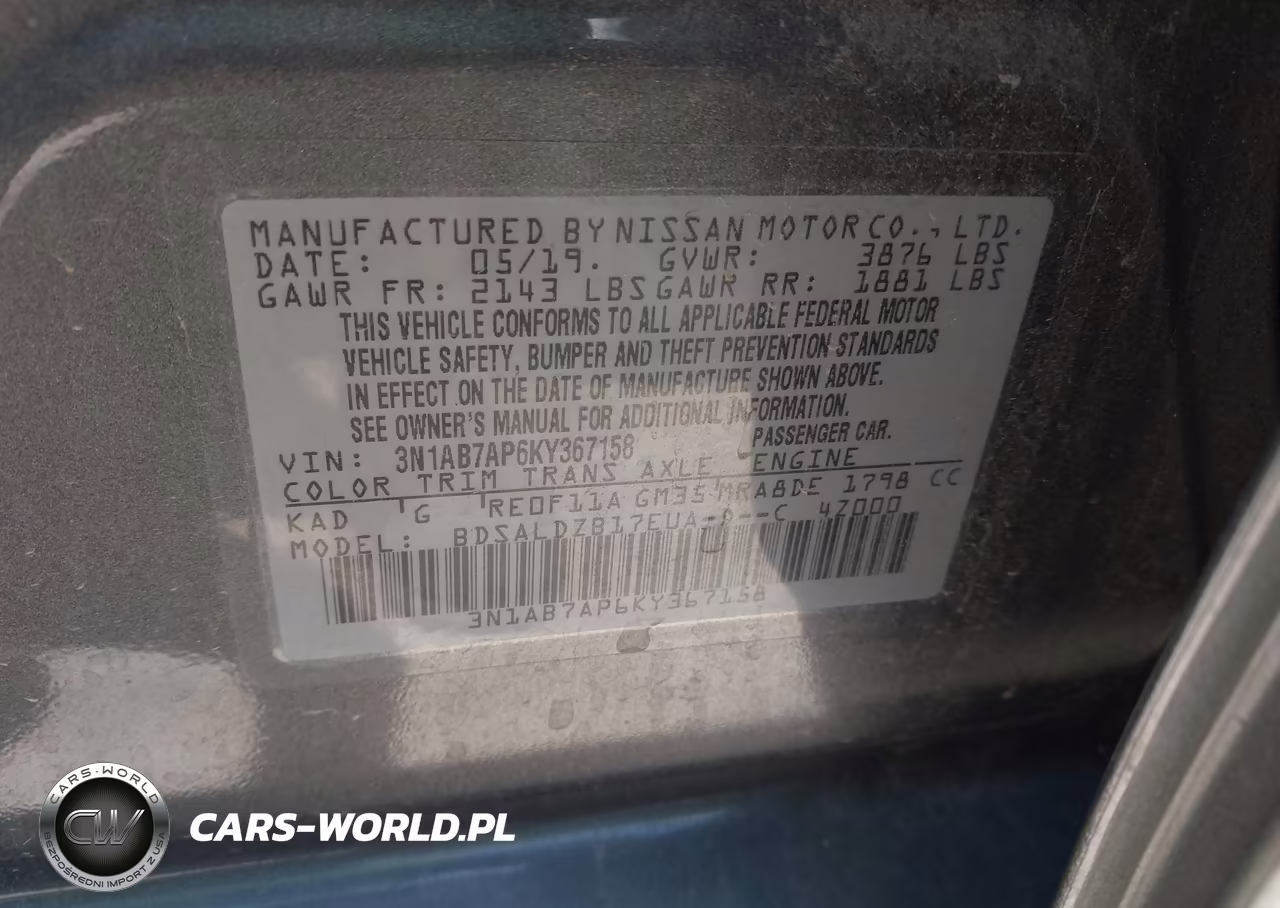 2019 Nissan Sentra Sv VIN:3N1AB7AP6KY367158 - 9