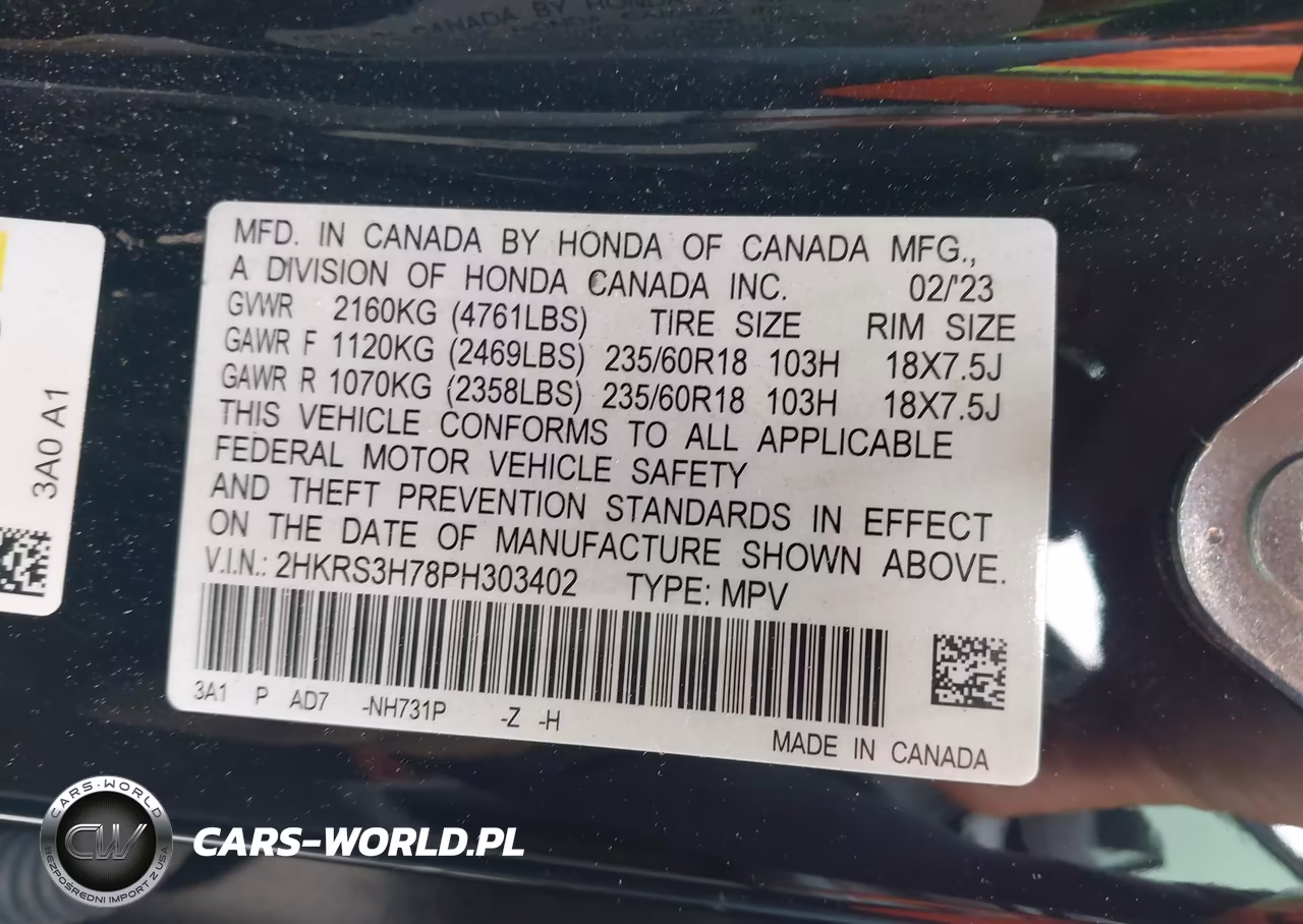 2023 Honda Cr-V Ex-L 2Wd VIN:2HKRS3H78PH303402 - 9