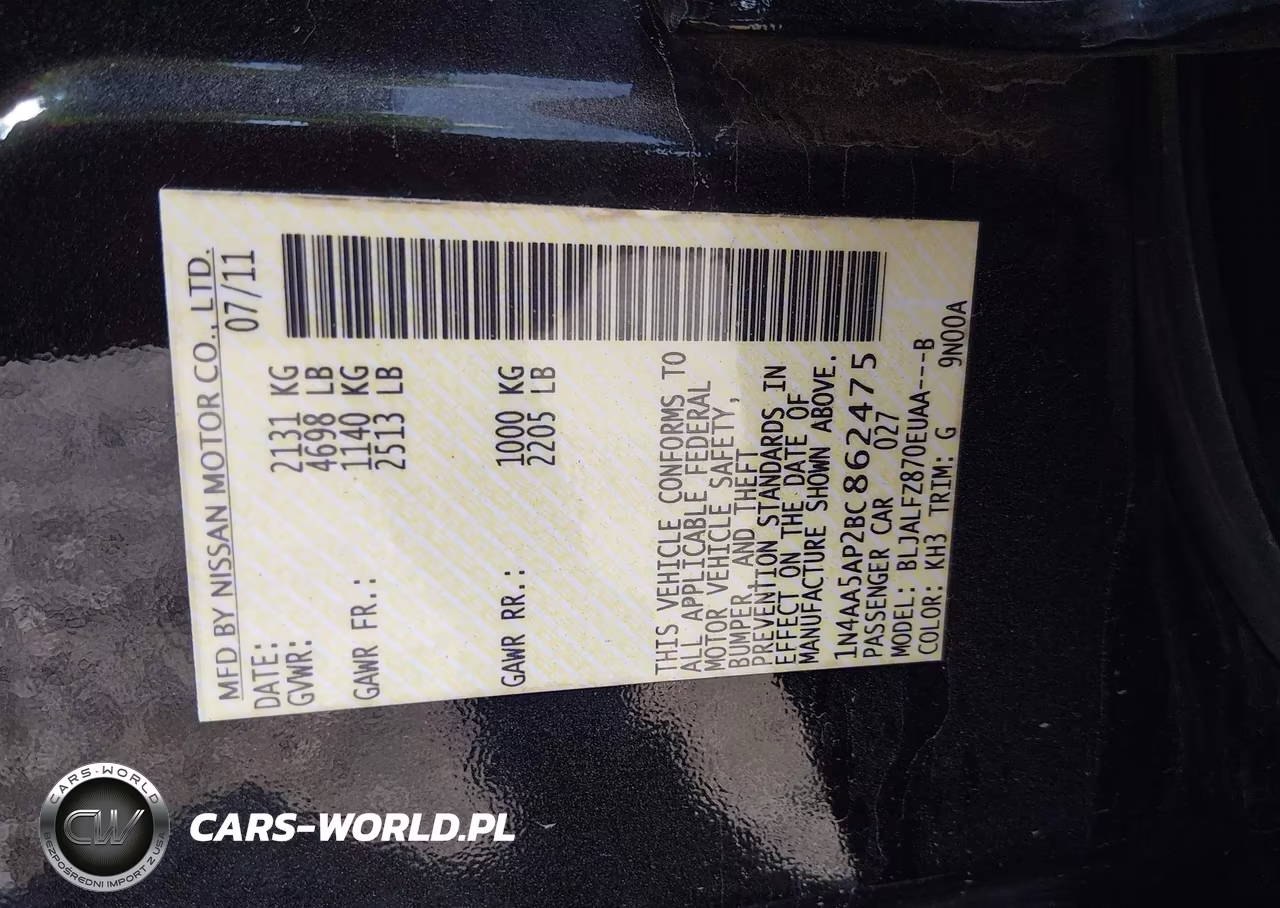 2011 Nissan Maxima 3.5 Sv VIN:1N4AA5AP2BC862475 - 9