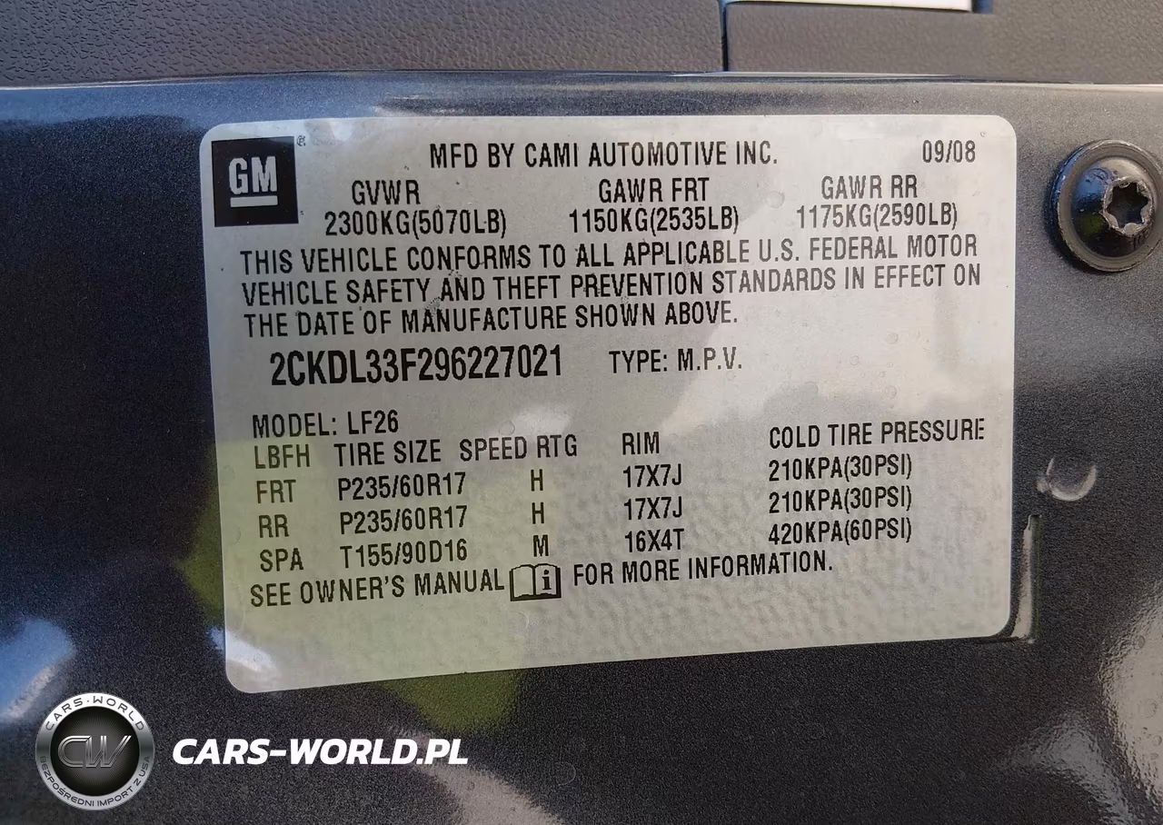 2009 Pontiac Torrent VIN:2CKDL33F296227021 - 9