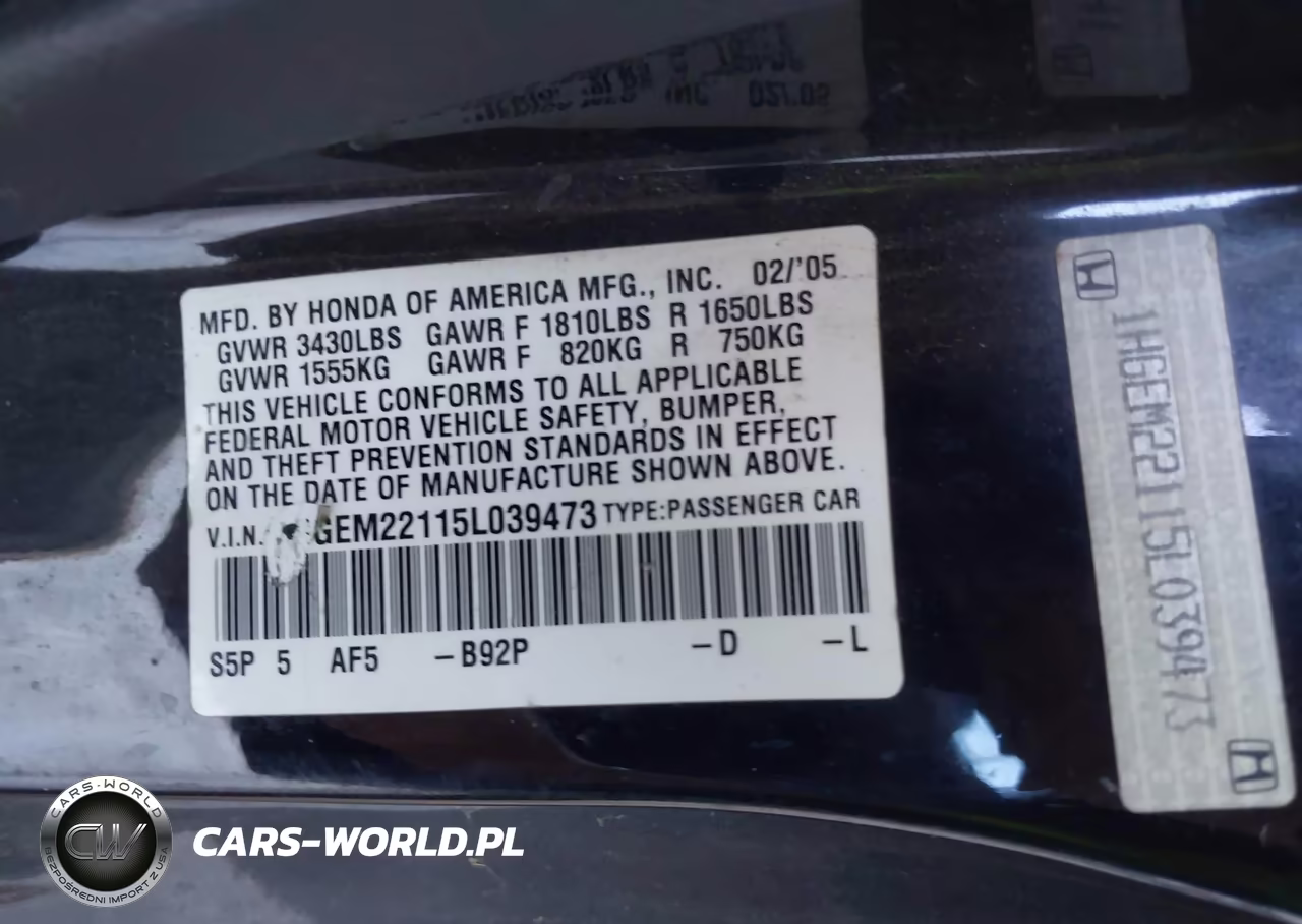 2005 Honda Civic Vp VIN:1HGEM22115L039473 - 9
