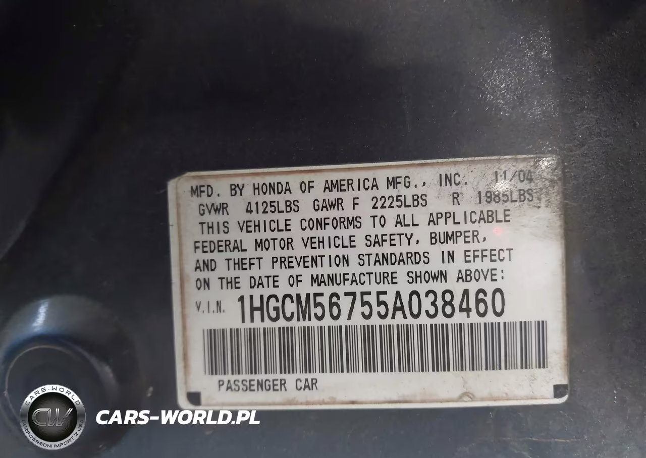 2005 Honda Accord 2.4 Ex VIN:1HGCM56755A038460 - 9