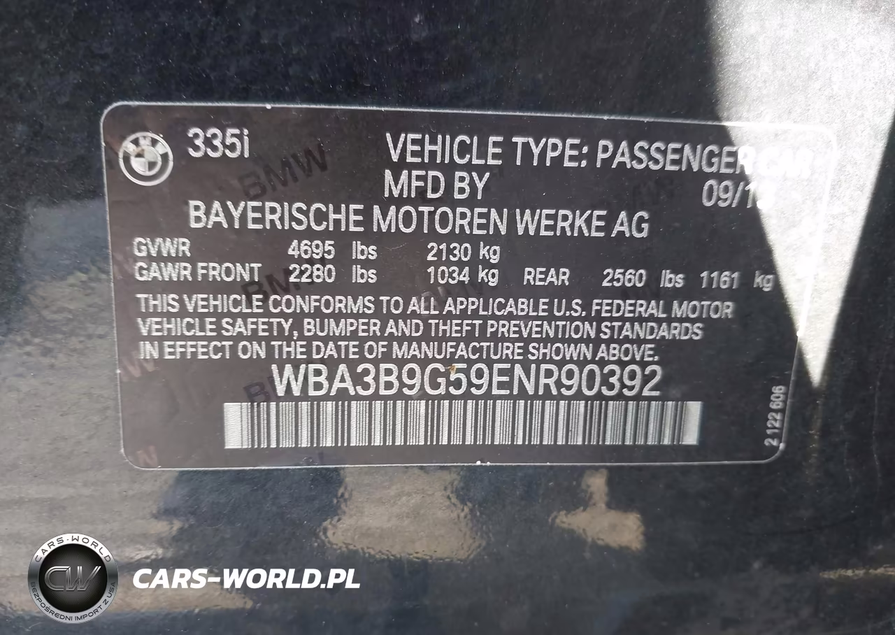 2014 BMW 335I xDrive VIN:WBA3B9G59ENR90392 - 9
