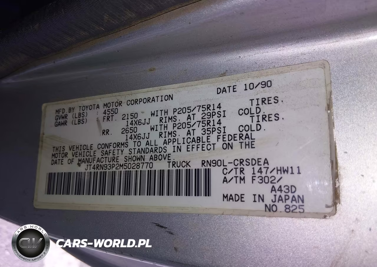 1991 Toyota Pickup 1-2 Ton Ex Lng Whlbse Dlx VIN:JT4RN93P2M5028770 - 9