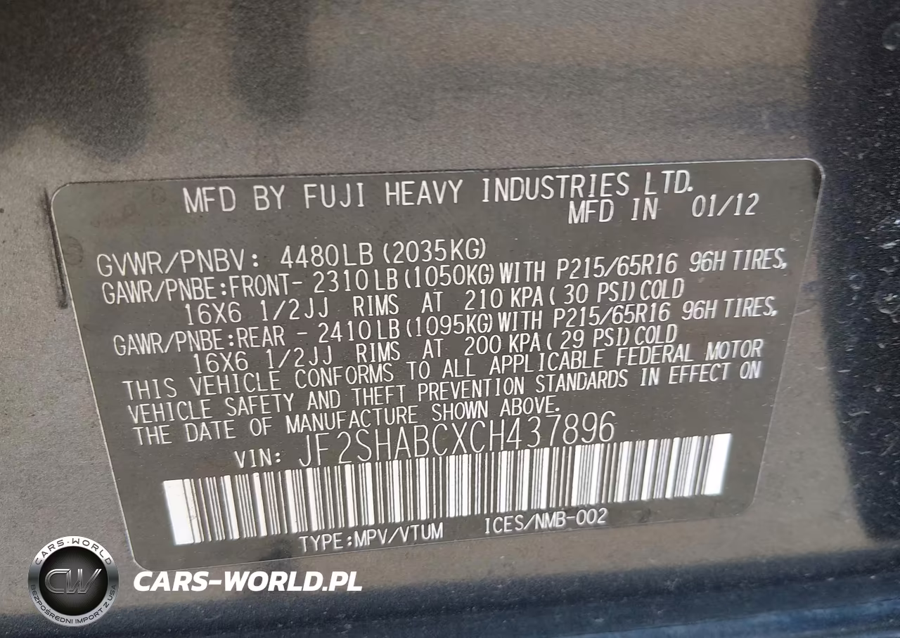 2012 Subaru Forester 2.5X VIN:JF2SHABCXCH437896 - 9