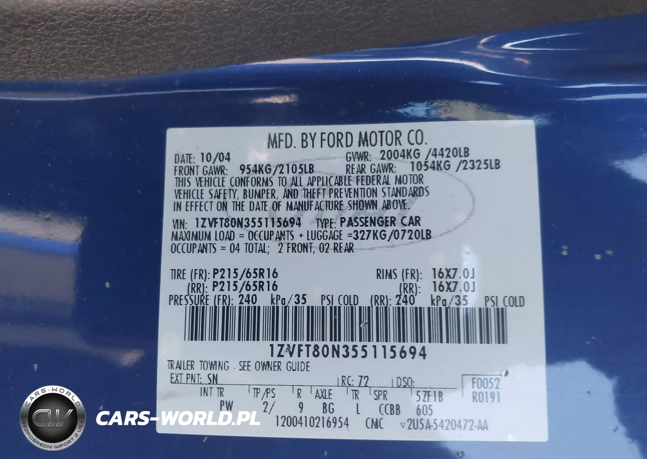 2005 Ford Mustang V6 Deluxe-V6 Premium VIN:1ZVFT80N355115694 - 9