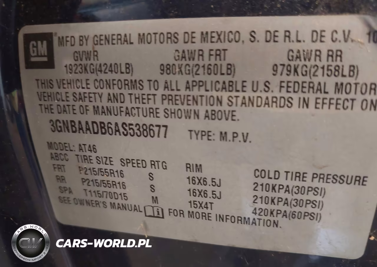 2010 Chevrolet Hhr Ls VIN:3GNBAADB6AS538677 - 9