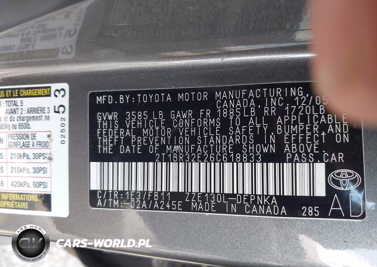 2006 Toyota Corolla Le VIN:2T1BR32E26C618833 - 9