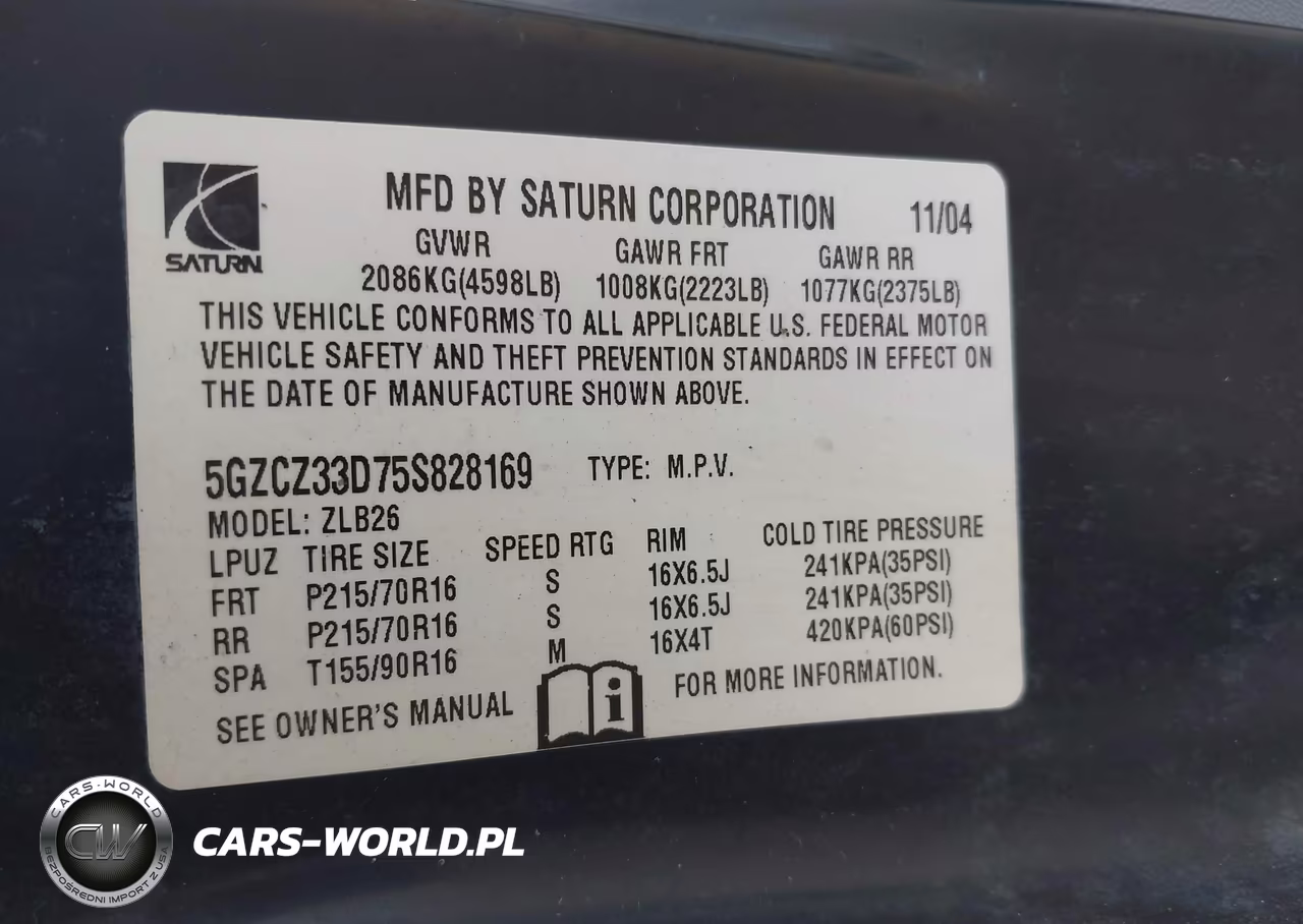 2005 Saturn Vue 4 Cyl VIN:5GZCZ33D75S828169 - 9
