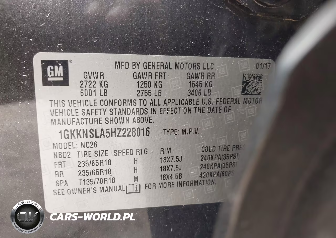 2017 GMC Acadia Sle-2 VIN:1GKKNSLA5HZ228016 - 9