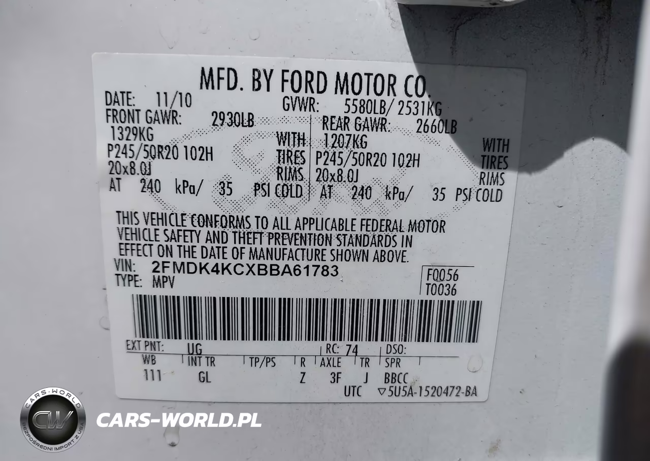 2011 Ford Edge Limited VIN:2FMDK4KCXBBA61783 - 9