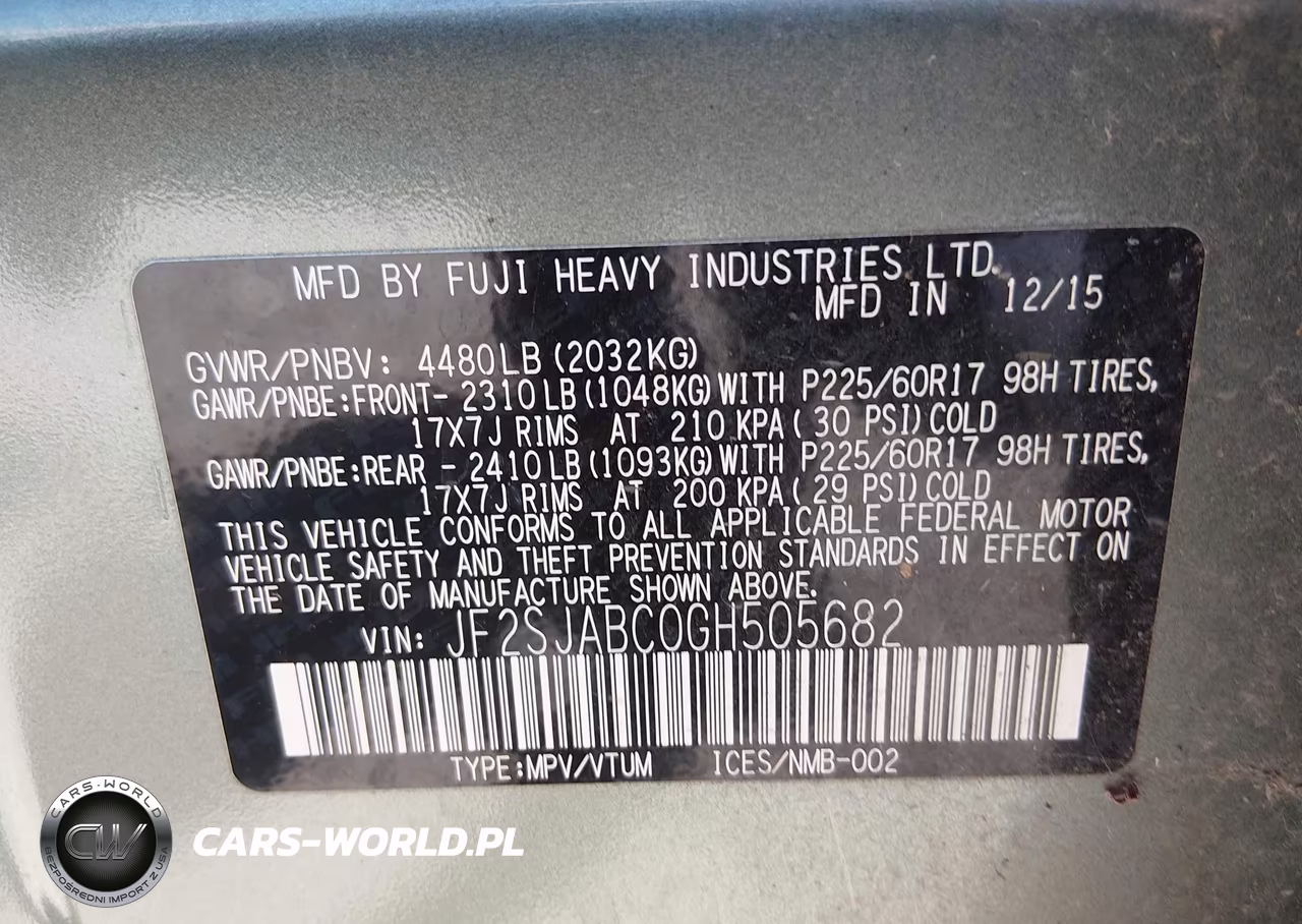 2016 Subaru Forester 2.5I VIN:JF2SJABC0GH505682 - 9