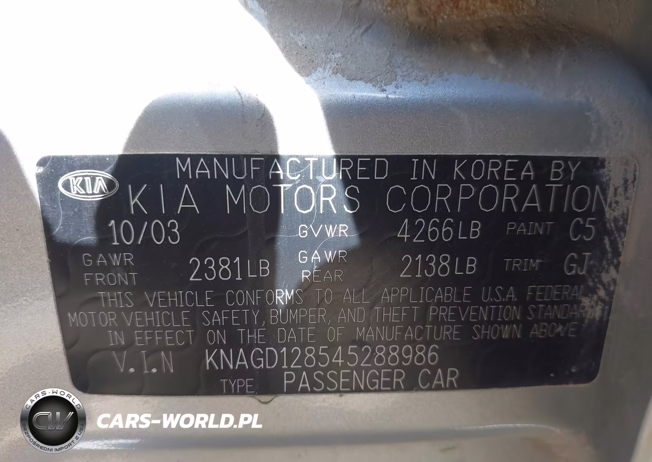 2004 Kia Optima Ex V6-Lx V6 VIN:KNAGD128545288986 - 9