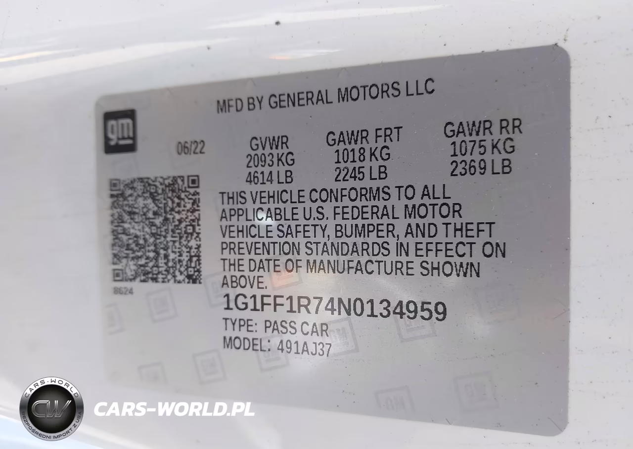 2022 Chevrolet Camaro Rwd 1Ss VIN:1G1FF1R74N0134959 - 9