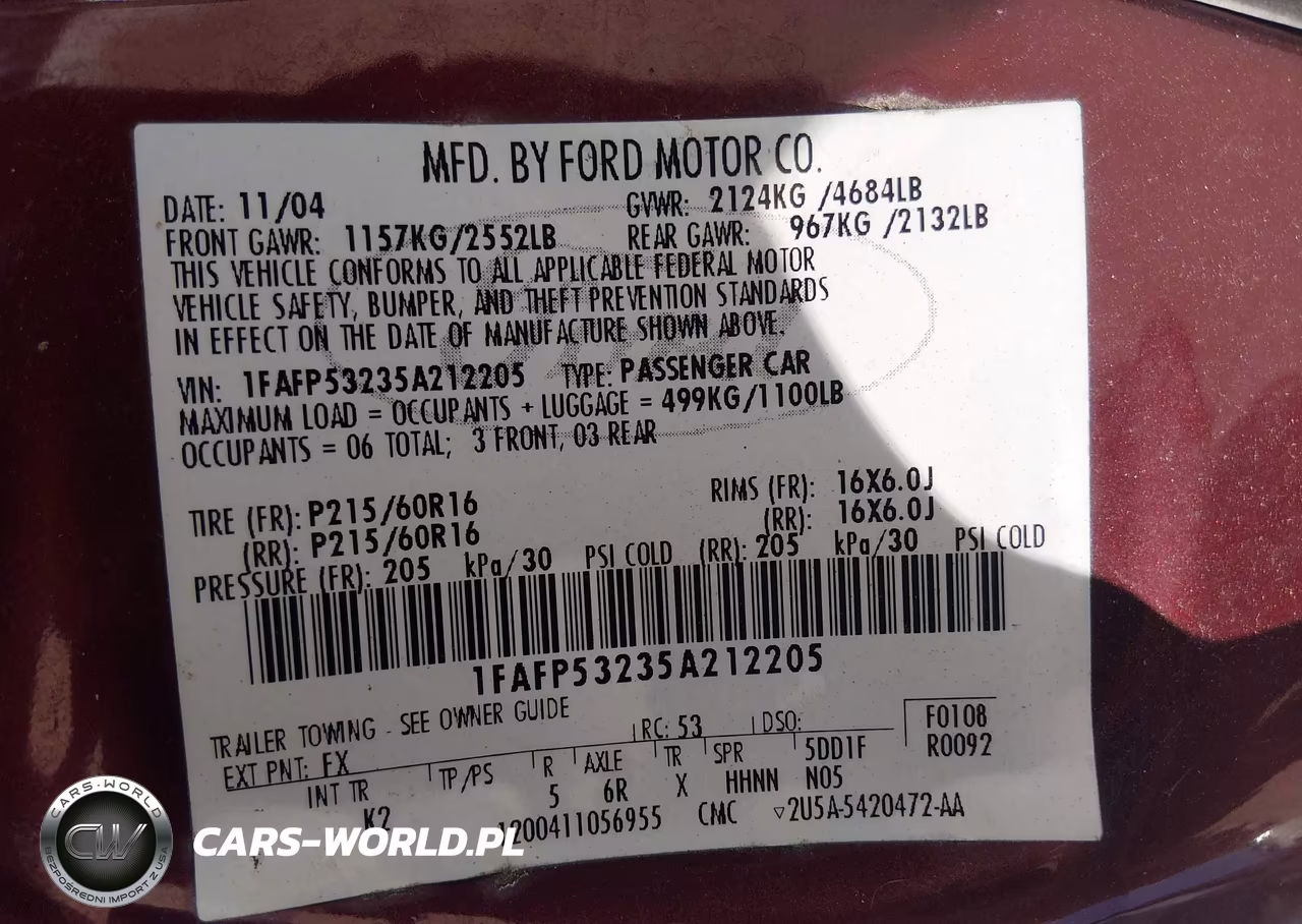 2005 Ford Taurus Se VIN:1FAFP53235A212205 - 9