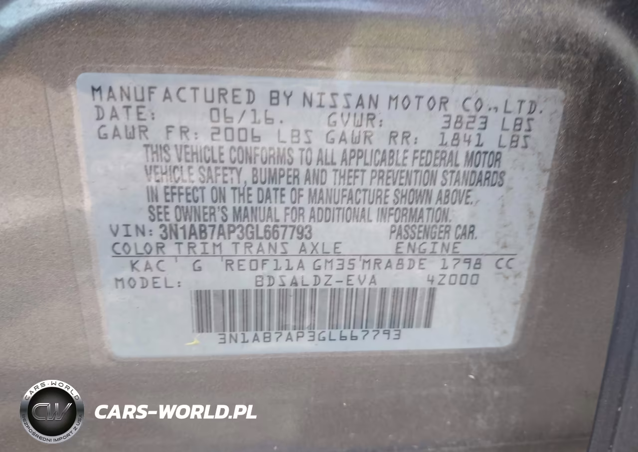 2016 Nissan Sentra Fe+ S-S-Sl-Sr-Sv VIN:3N1AB7AP3GL667793 - 9