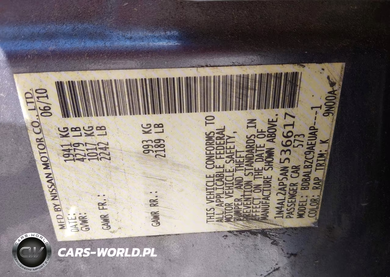 2010 Nissan Altima S VIN:1N4AL2AP5AN536617 - 9