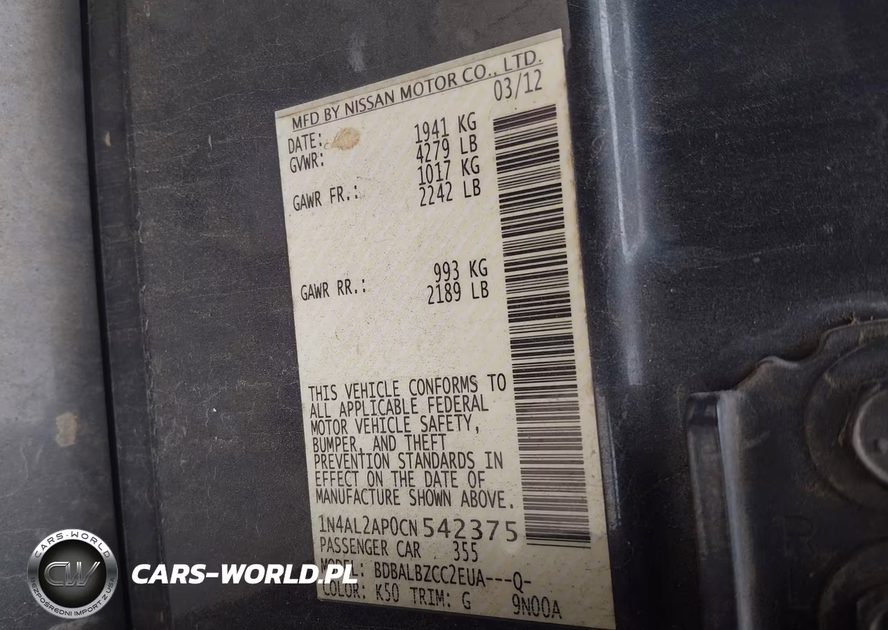 2012 Nissan Altima 2.5 S VIN:1N4AL2AP0CN542375 - 9