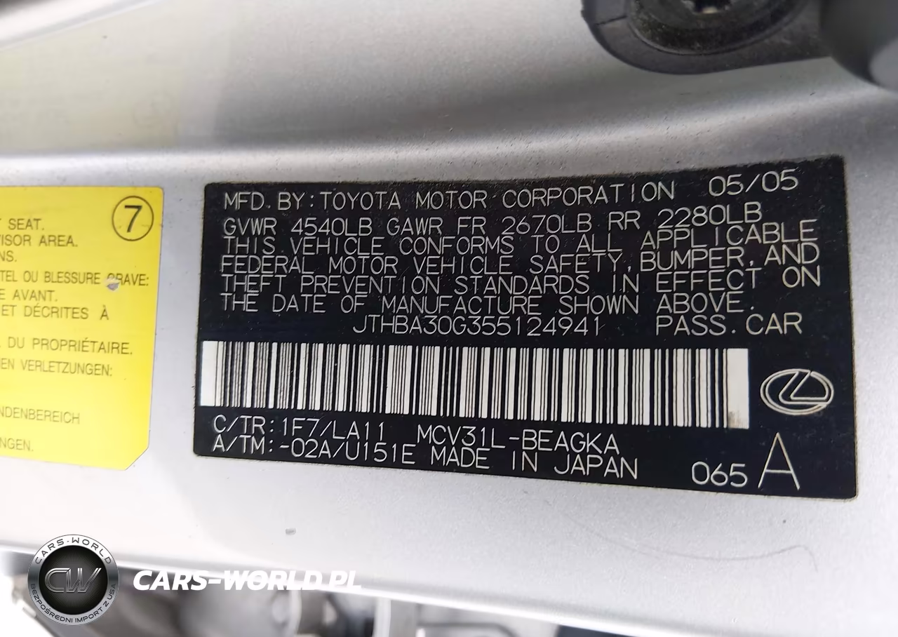 2005 Lexus Es 330 VIN:JTHBA30G355124941 - 9