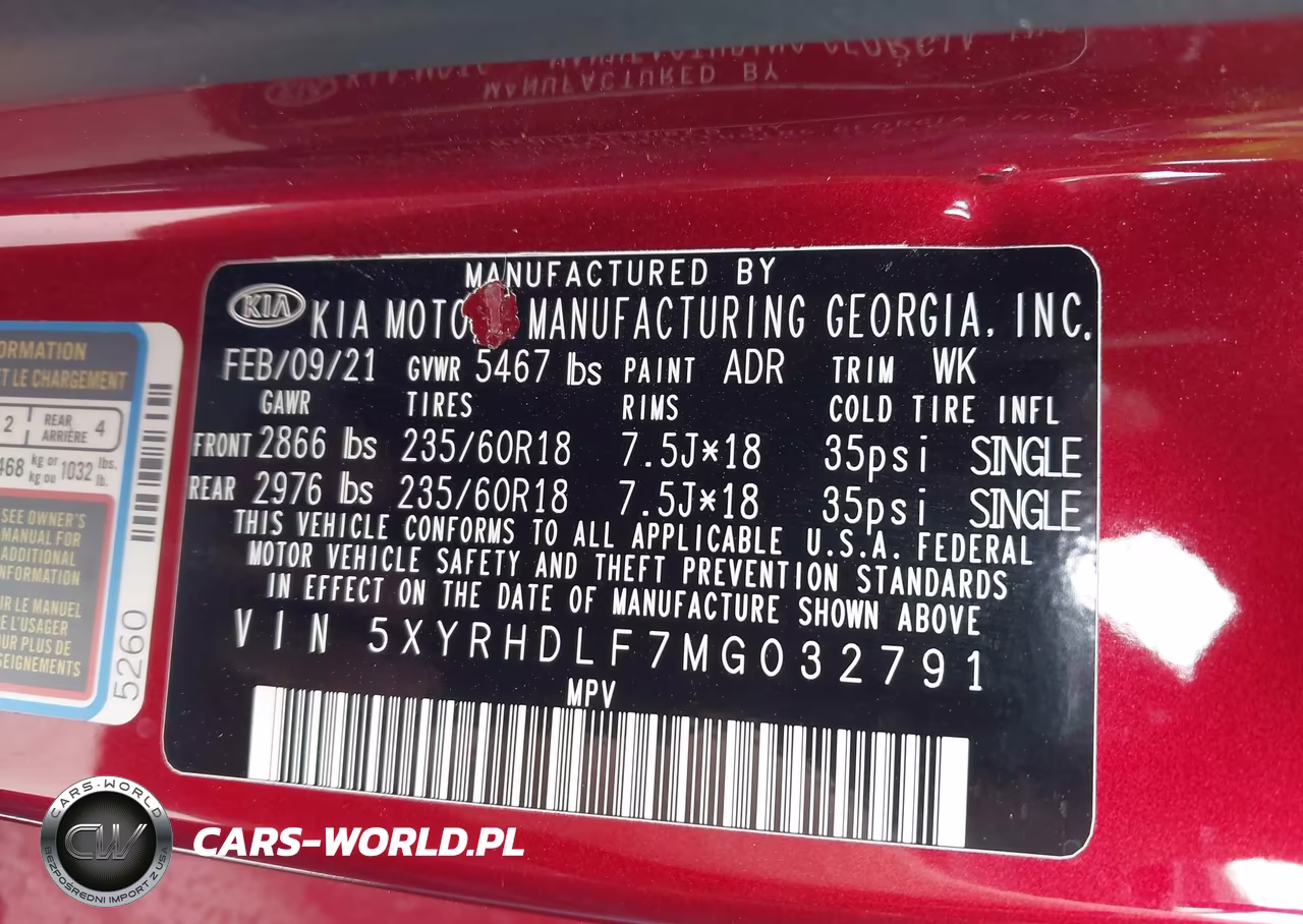 2021 Kia Sorento Ex VIN:5XYRHDLF7MG032791 - 9