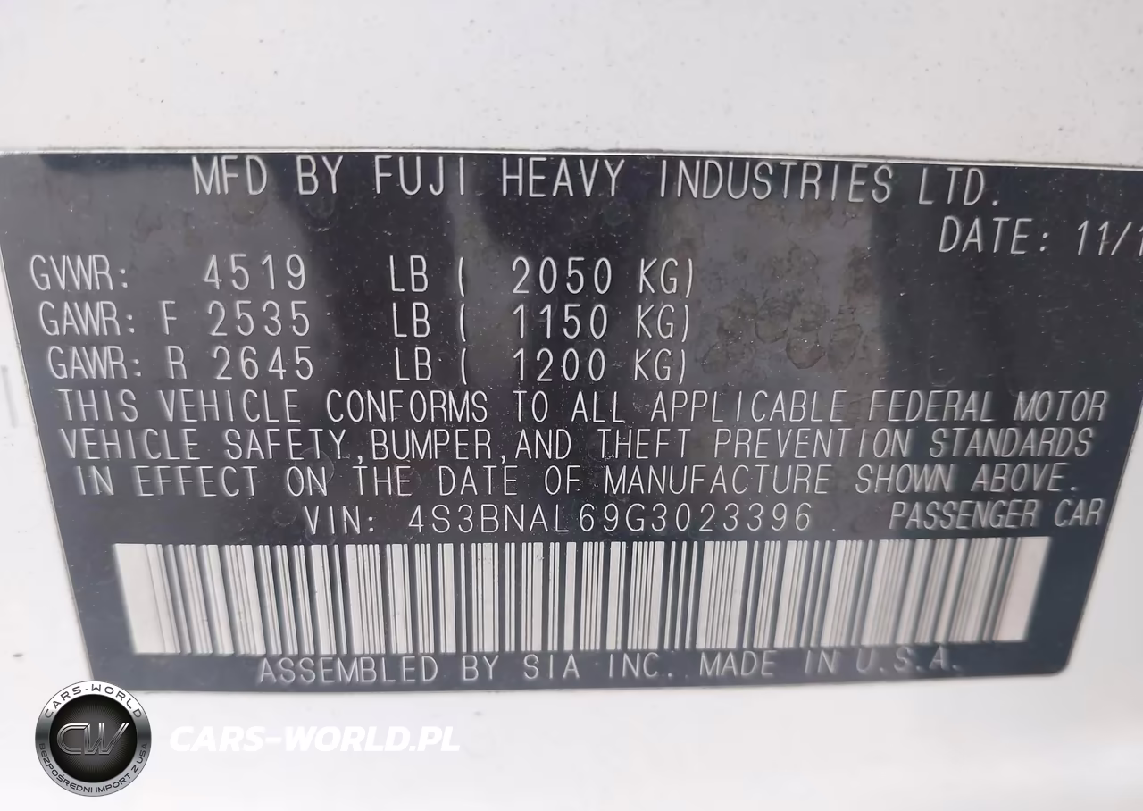 2016 Subaru Legacy 2.5I Limited VIN:4S3BNAL69G3023396 - 9