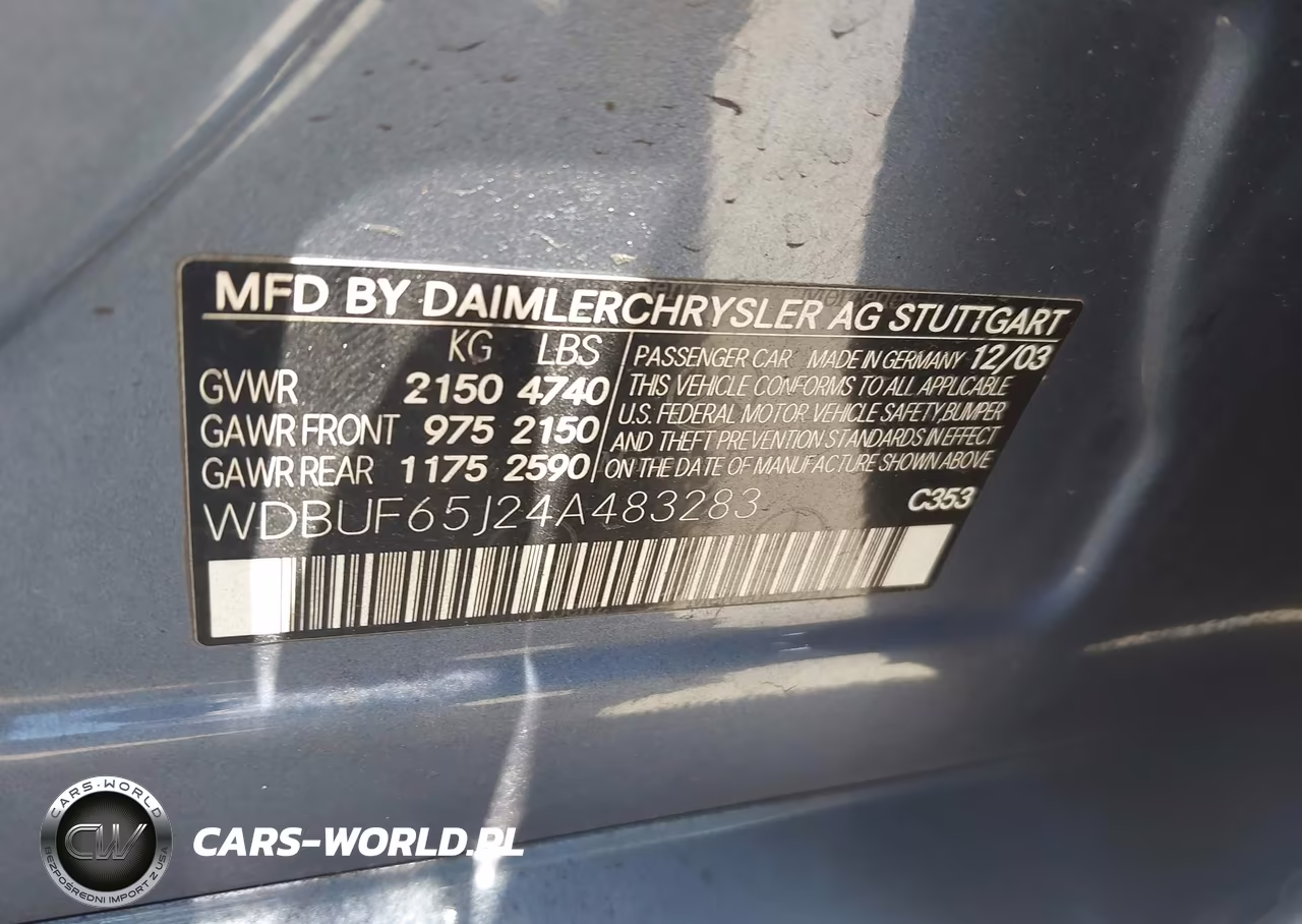 2004 Mercedes-Benz E 320 VIN:WDBUF65J24A483283 - 9