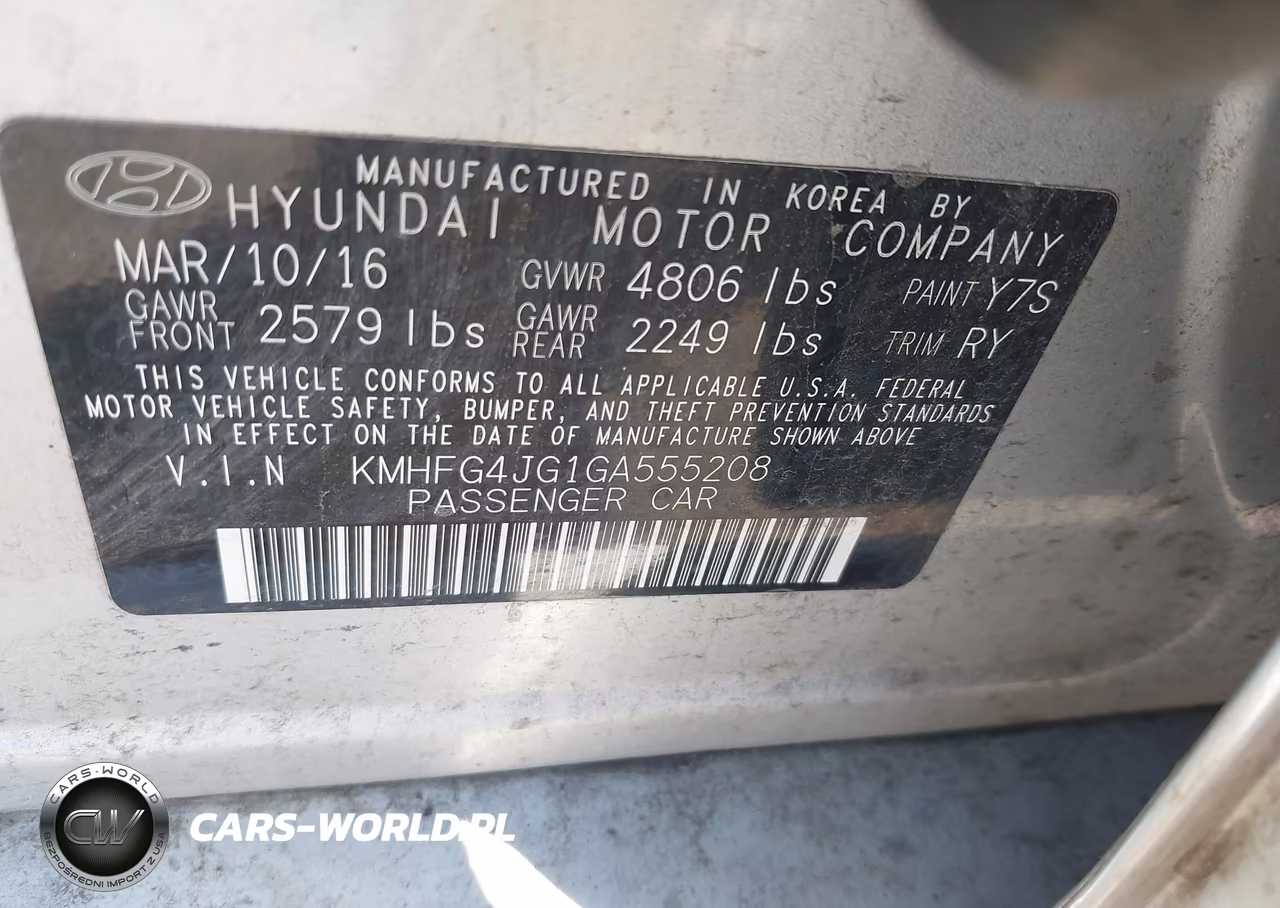 2016 Hyundai Azera VIN:KMHFG4JG1GA555208 - 9