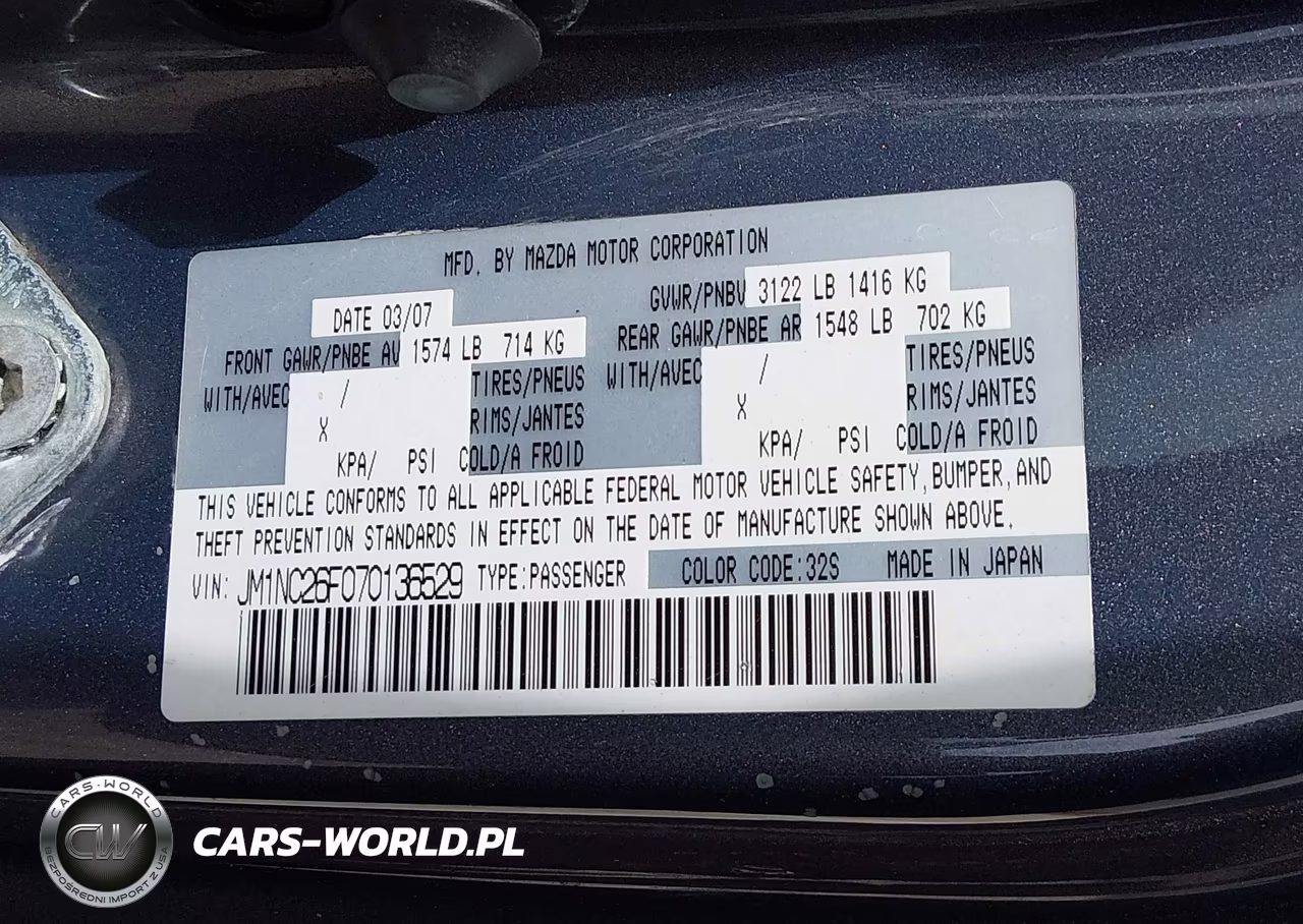 2007 Mazda Mx-5 Grand Touring VIN:JM1NC26F070136529 - 9