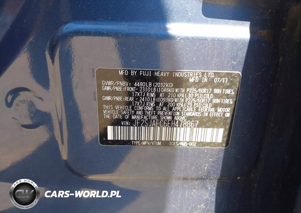 2014 Subaru Forester 2.5I Premium VIN:JF2SJAEC6EH478867 - 9