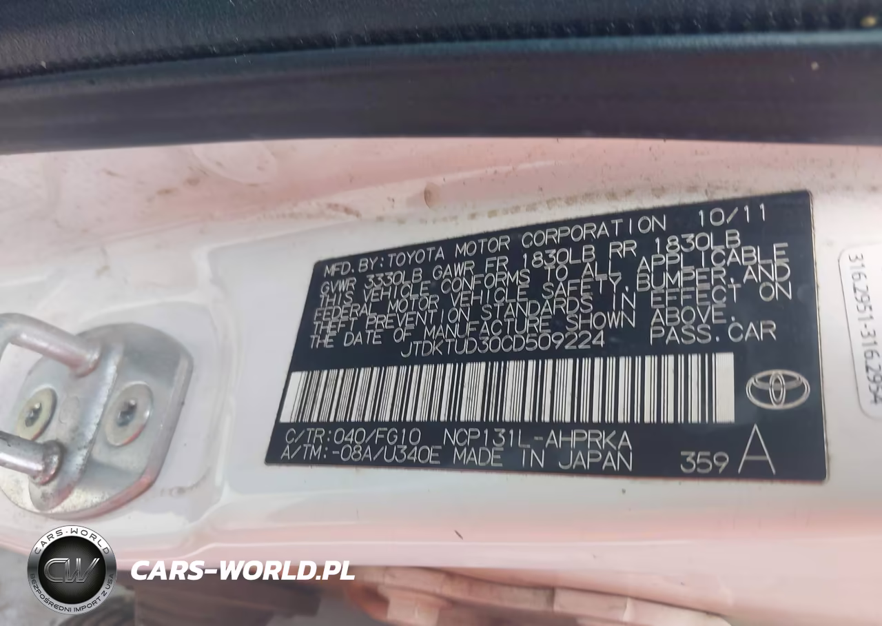 2012 Toyota Yaris L VIN:JTDKTUD30CD509224 - 9