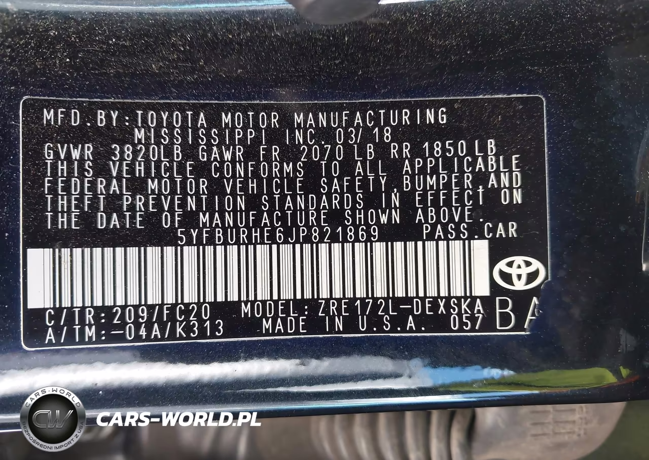 2018 Toyota Corolla Se VIN:5YFBURHE6JP821869 - 9