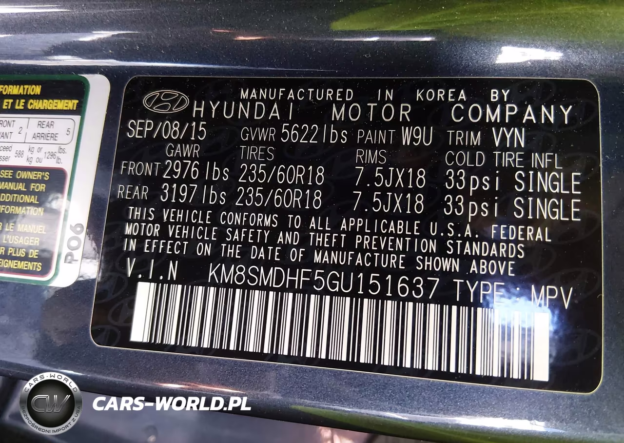 2016 Hyundai Santa Fe Se VIN:KM8SMDHF5GU151637 - 9