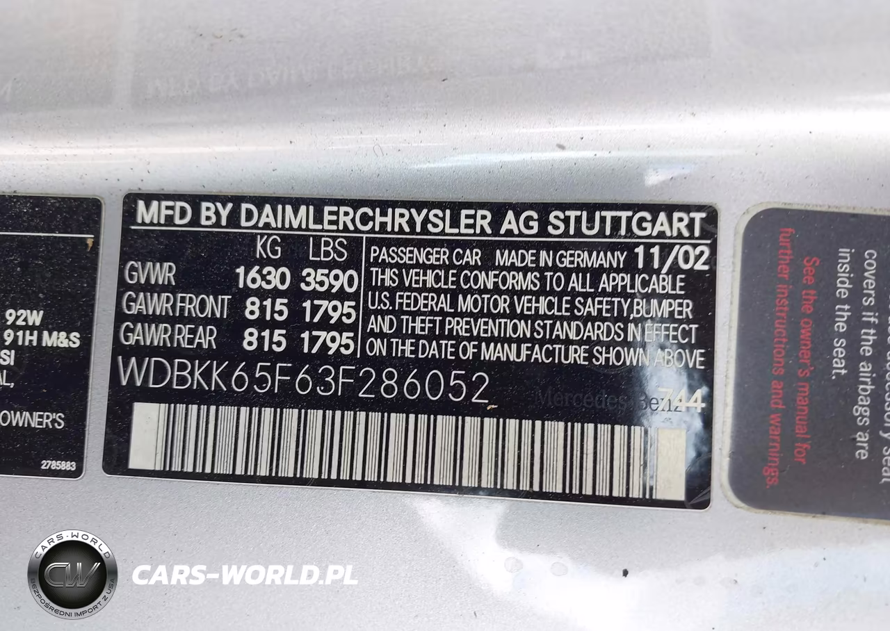 2003 Mercedes-Benz Slk 320 VIN:WDBKK65F63F286052 - 9