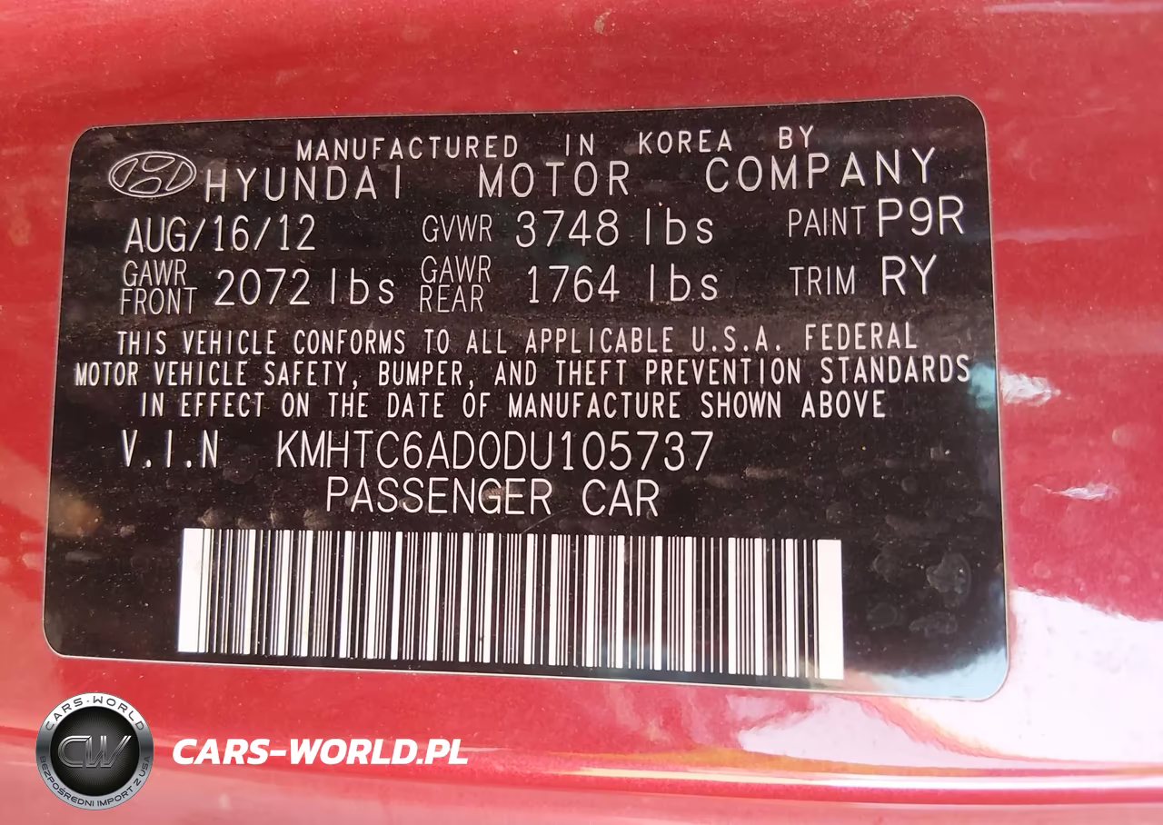 2013 Hyundai Veloster Base W-Black VIN:KMHTC6AD0DU105737 - 9