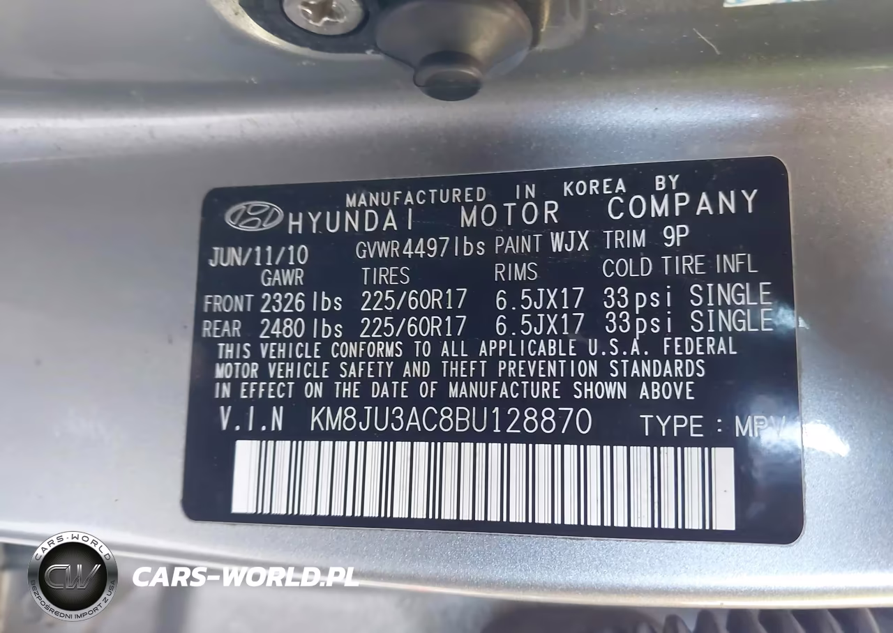 2011 Hyundai Tucson Gls VIN:KM8JU3AC8BU128870 - 9
