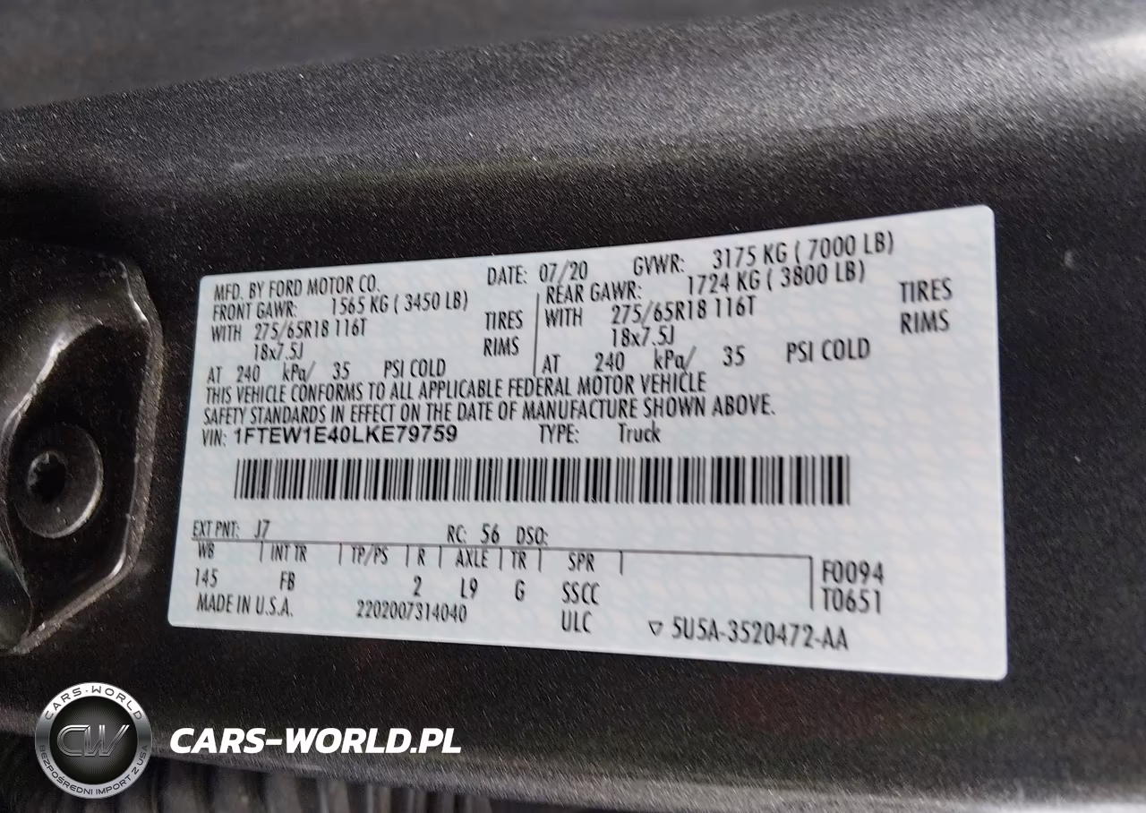 2020 Ford F-150 Xlt VIN:1FTEW1E40LKE79759 - 9