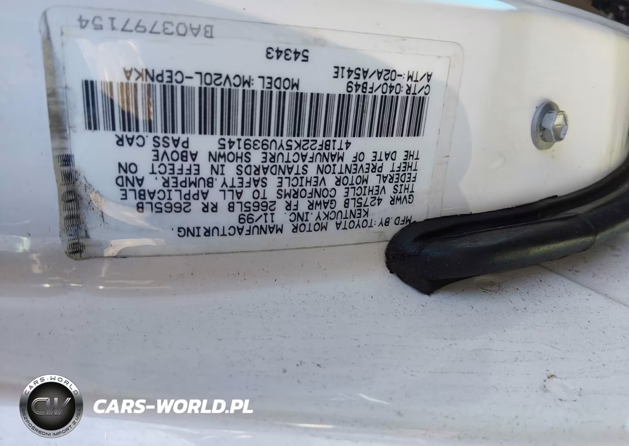 2000 Toyota Camry Le V6 VIN:4T1BF22K5YU939145 - 9