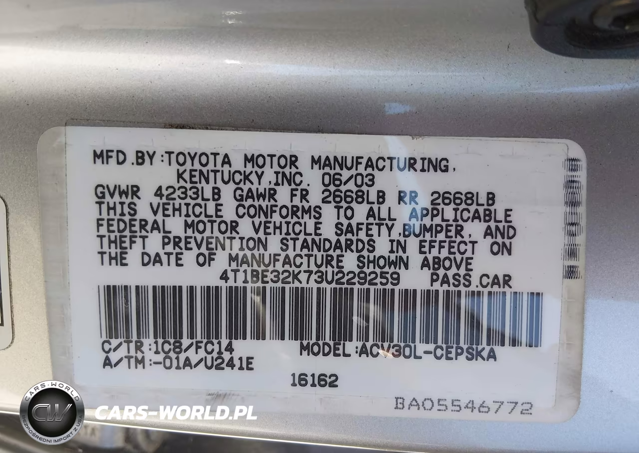 2003 Toyota Camry Se VIN:4T1BE32K73U229259 - 9