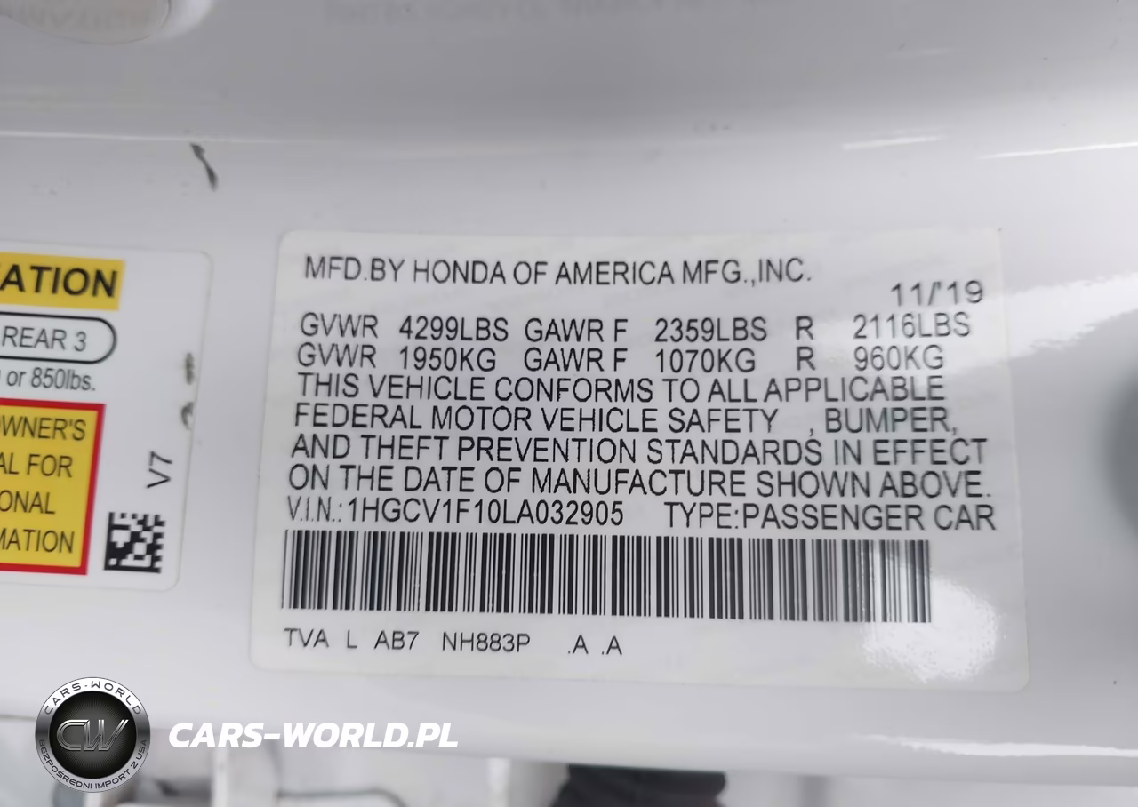 2020 Honda Accord Lx VIN:1HGCV1F10LA032905 - 9