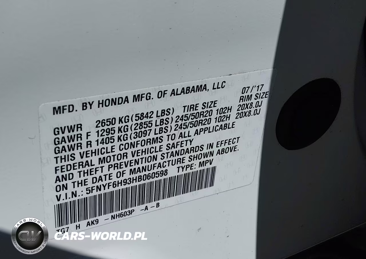 2017 Honda Pilot Touring VIN:5FNYF6H93HB060598 - 9